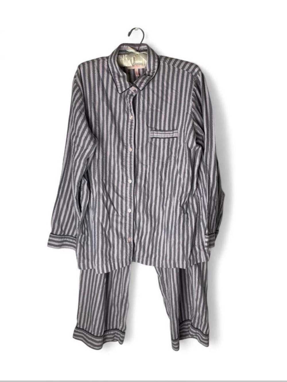 Victoria's Secret Striped Pajama Set XL Grey